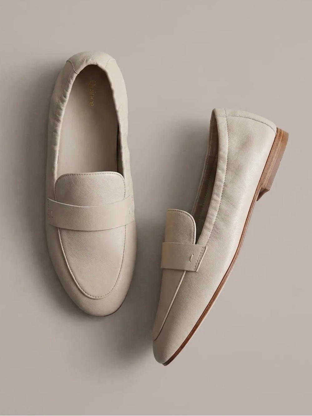 EUC Quince Italian Leather Soft Loafer Almond 11 Ivory Beige Normcore Office